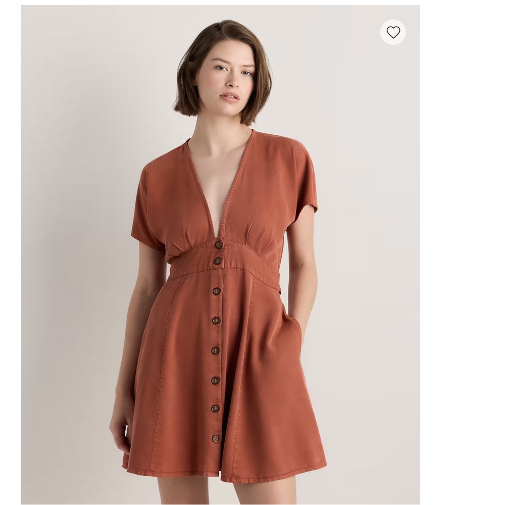 Quince Vintage Wash Tencel Button Down Mini Dress
Terracotta Pockets Size XS